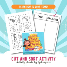 Load image into Gallery viewer, Carly Only Eats Carbs by Katrina Liu - Cut and Sort Activity Sheets for kids by Lycheepress