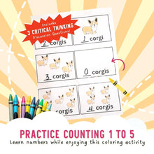 Load image into Gallery viewer, Corgi State of Mind by Katrina Liu - Corgi Counting Activity Sheets for kids by Lycheepress
