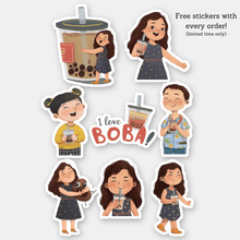 Load image into Gallery viewer, Free sticker sheet per book copy of I love BOBA!
