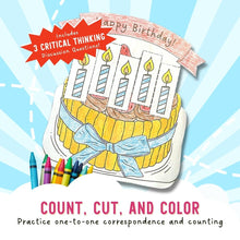 Load image into Gallery viewer, My Birthday Cake by Katrina Liu - How Many Candles Activity Sheets for kids by Lycheepress
