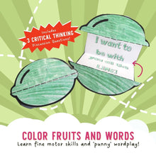 Load image into Gallery viewer, You're One in a Melon! by Katrina Liu - Fruity Puns Activity Sheets for kids by Lycheepress