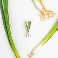 Load image into Gallery viewer, Green Onions enamel pin designed by Sherry&#39;s Palette

