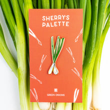Load image into Gallery viewer, Green Onions enamel pin designed by Sherry&#39;s Palette
