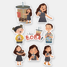 Load image into Gallery viewer, I love BOBA! Sticker Sheet
